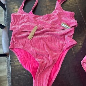 Skims Sparkly Pink Two Piece Swimsuit Size 2X